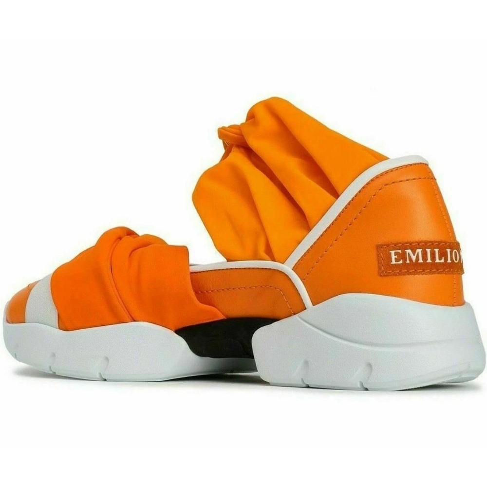 EMILIO PUCCI CITY UP KNOTTED CUT-OUT SNEAKERS VIBRANT ORANGE SIZE EU 9